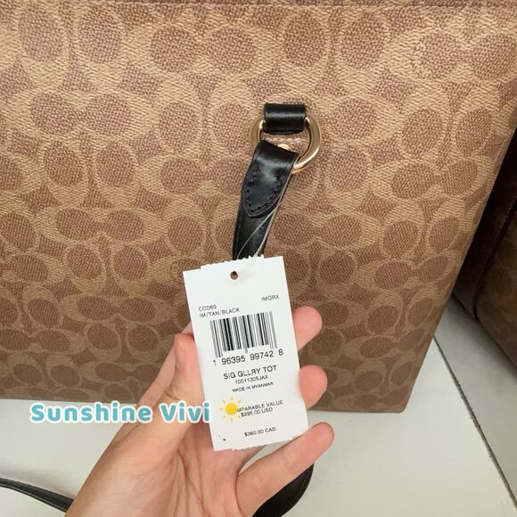 NWT bundle COACH Station Tote Bag Maxi CCD69 & CW854 Zip Wristlet Gold/Tan/Black - Picture 6 of 10